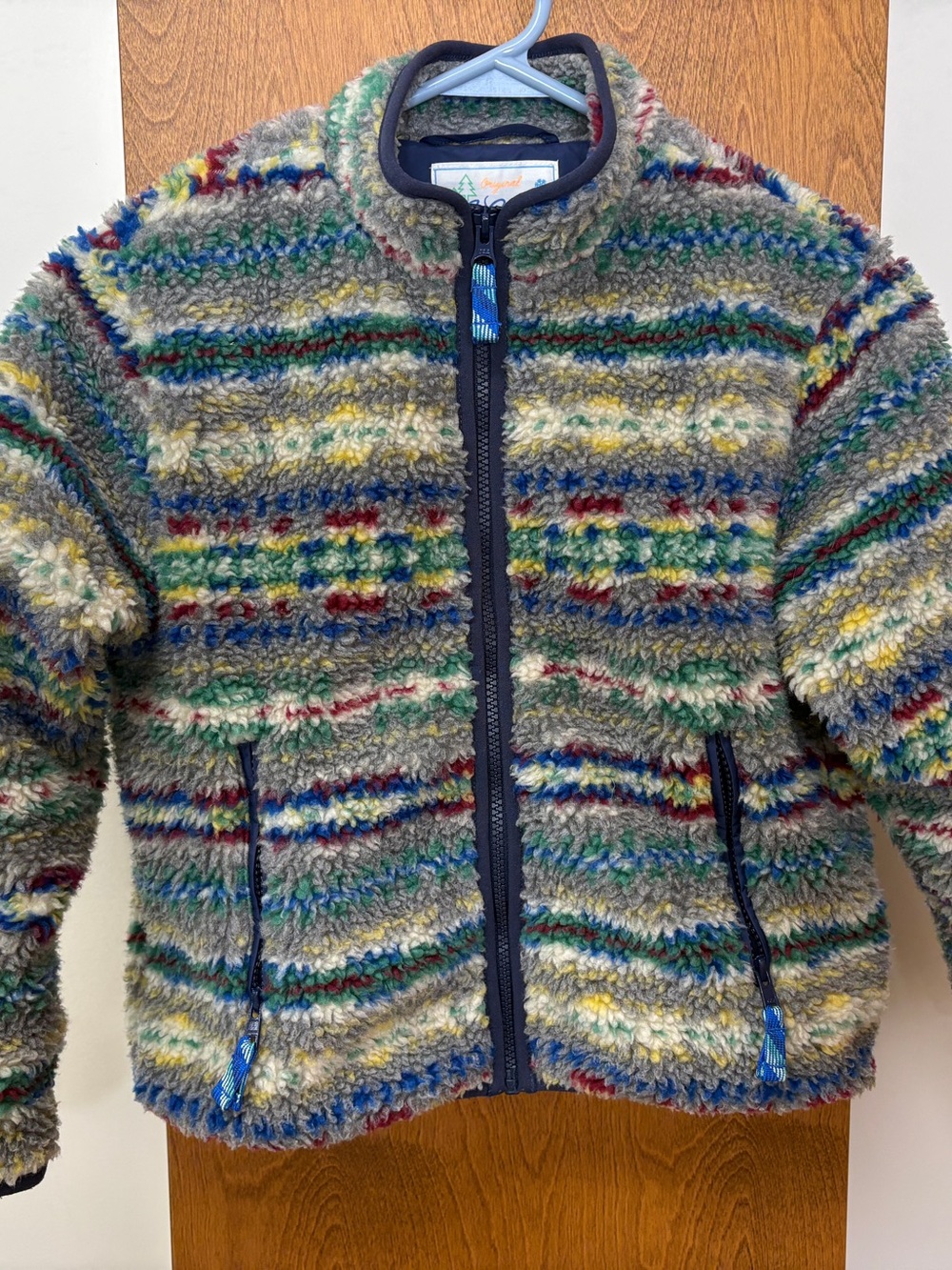 Crewcuts Kids Fair Isle Sherpa Jacket Medium 8-9 Zip-Up Nordic Print Winter Coat